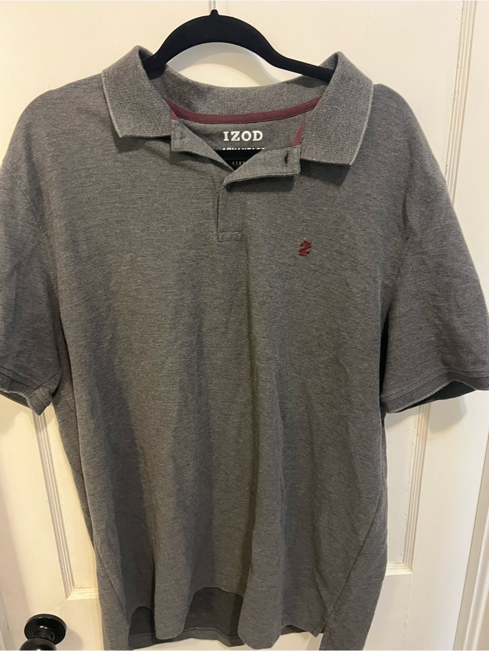 Izod Men's Heather Gray Polo with Maroon Accent